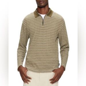 Ted Baker London Polo Shirt Quarter Zip Knit Striped Long Sleeve fall